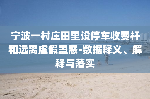 寧波一村莊田里設(shè)停車收費桿和遠離虛假蠱惑-數(shù)據(jù)釋義、解釋與落實