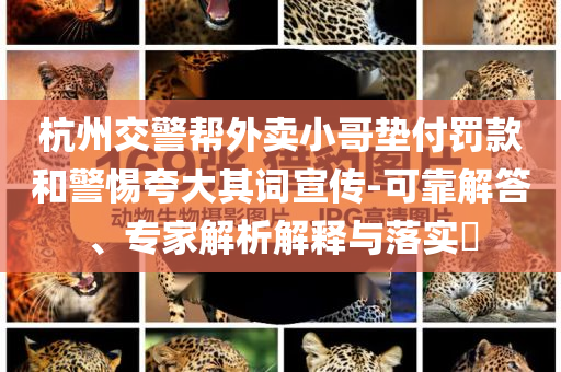 杭州交警幫外賣(mài)小哥墊付罰款和警惕夸大其詞宣傳-可靠解答、專(zhuān)家解析解釋與落實(shí)?
