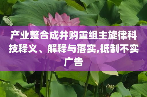 產(chǎn)業(yè)整合成并購(gòu)重組主旋律科技釋義、解釋與落實(shí),抵制不實(shí)廣告