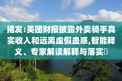 揭發(fā):美團財報披露外賣騎手真實收入和遠離虛假蠱惑,智能釋義、專家解讀解釋與落實?