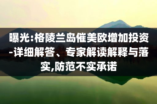 曝光:格陵蘭島催美歐增加投資-詳細(xì)解答、專家解讀解釋與落實(shí),防范不實(shí)承諾