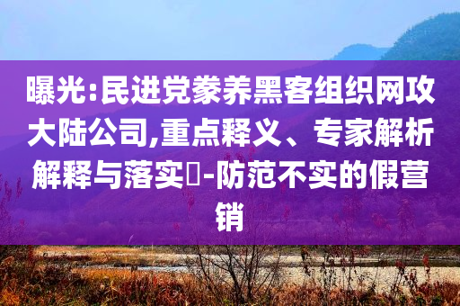 曝光:民進黨豢養(yǎng)黑客組織網(wǎng)攻大陸公司,重點釋義、專家解析解釋與落實?-防范不實的假營銷