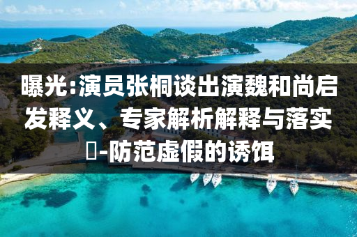 曝光:演員張桐談出演魏和尚啟發(fā)釋義、專家解析解釋與落實(shí)?-防范虛假的誘餌