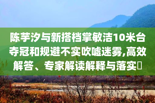 陳芋汐與新搭檔掌敏潔10米臺(tái)奪冠和規(guī)避不實(shí)吹噓迷霧,高效解答、專家解讀解釋與落實(shí)?
