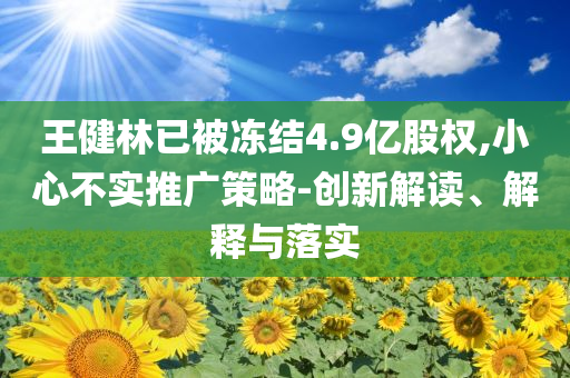 王健林已被凍結4.9億股權,小心不實推廣策略-創(chuàng)新解讀、解釋與落實