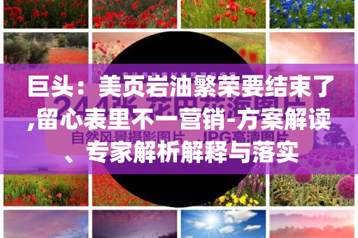 巨頭：美頁(yè)巖油繁榮要結(jié)束了,留心表里不一營(yíng)銷-方案解讀、專家解析解釋與落實(shí)