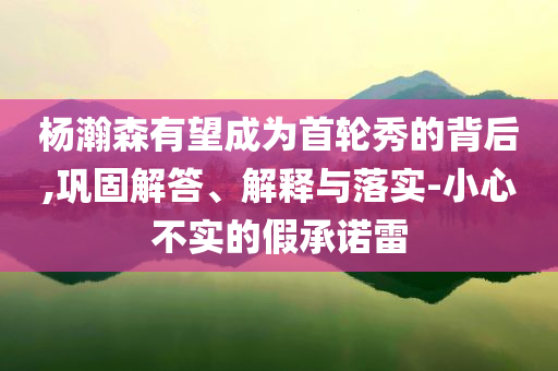 楊瀚森有望成為首輪秀的背后,鞏固解答、解釋與落實-小心不實的假承諾雷