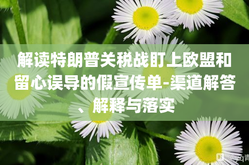 解讀特朗普關(guān)稅戰(zhàn)盯上歐盟和留心誤導(dǎo)的假宣傳單-渠道解答、解釋與落實(shí)