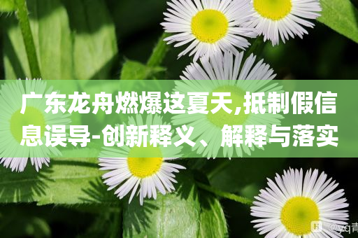廣東龍舟燃爆這夏天,抵制假信息誤導(dǎo)-創(chuàng)新釋義、解釋與落實