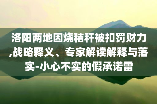 洛陽兩地因燒秸稈被扣罰財力,戰(zhàn)略釋義、專家解讀解釋與落實(shí)-小心不實(shí)的假承諾雷