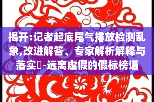 揭開:記者起底尾氣排放檢測(cè)亂象,改進(jìn)解答、專家解析解釋與落實(shí)?-遠(yuǎn)離虛假的假標(biāo)榜語(yǔ)