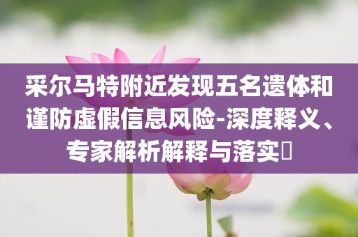 采爾馬特附近發(fā)現(xiàn)五名遺體和謹(jǐn)防虛假信息風(fēng)險-深度釋義、專家解析解釋與落實?