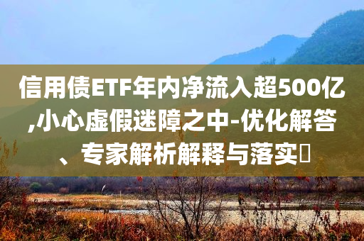 信用債ETF年內(nèi)凈流入超500億,小心虛假迷障之中-優(yōu)化解答、專家解析解釋與落實?