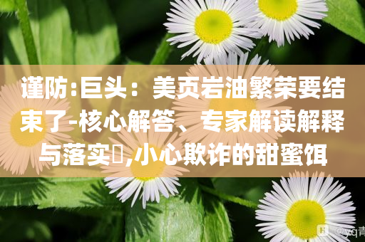 謹(jǐn)防:巨頭：美頁巖油繁榮要結(jié)束了-核心解答、專家解讀解釋與落實(shí)?,小心欺詐的甜蜜餌