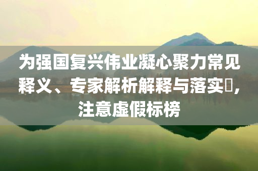 為強國復(fù)興偉業(yè)凝心聚力常見釋義、專家解析解釋與落實?,注意虛假標(biāo)榜