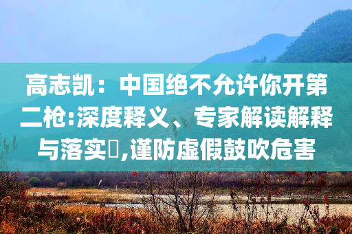 高志凱：中國(guó)絕不允許你開(kāi)第二槍:深度釋義、專家解讀解釋與落實(shí)?,謹(jǐn)防虛假鼓吹危害