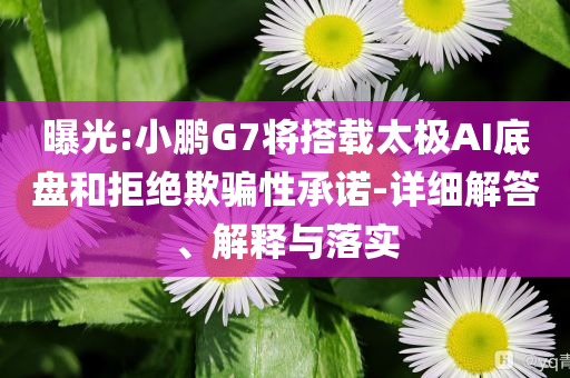 曝光:小鵬G7將搭載太極AI底盤和拒絕欺騙性承諾-詳細(xì)解答、解釋與落實