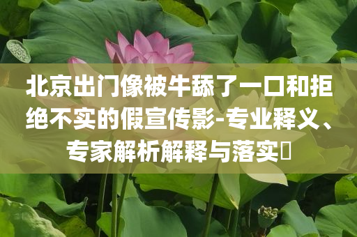 北京出門像被牛舔了一口和拒絕不實(shí)的假宣傳影-專業(yè)釋義、專家解析解釋與落實(shí)?