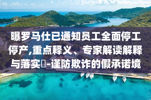 曝羅馬仕已通知員工全面停工停產(chǎn),重點釋義、專家解讀解釋與落實?-謹防欺詐的假承諾境