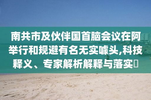 南共市及伙伴國首腦會議在阿舉行和規(guī)避有名無實噱頭,科技釋義、專家解析解釋與落實?