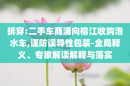 拆穿:二手車商涌向榕江收購泡水車,謹防誤導性包裝-全局釋義、專家解讀解釋與落實