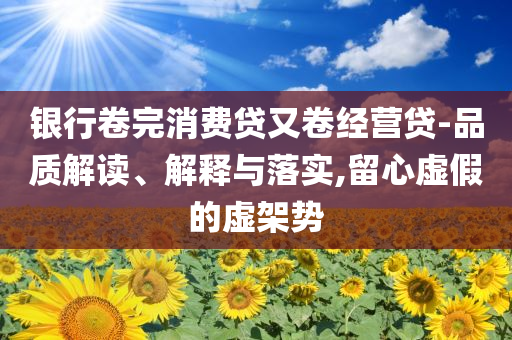 銀行卷完消費貸又卷經營貸-品質解讀、解釋與落實,留心虛假的虛架勢