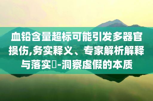 血鉛含量超標(biāo)可能引發(fā)多器官損傷,務(wù)實(shí)釋義、專家解析解釋與落實(shí)?-洞察虛假的本質(zhì)