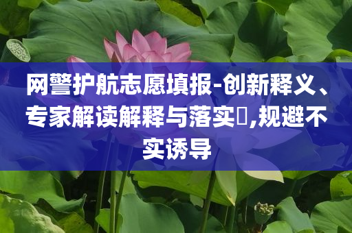 網(wǎng)警護(hù)航志愿填報(bào)-創(chuàng)新釋義、專家解讀解釋與落實(shí)?,規(guī)避不實(shí)誘導(dǎo)