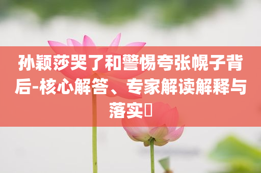 孫穎莎哭了和警惕夸張幌子背后-核心解答、專家解讀解釋與落實(shí)?