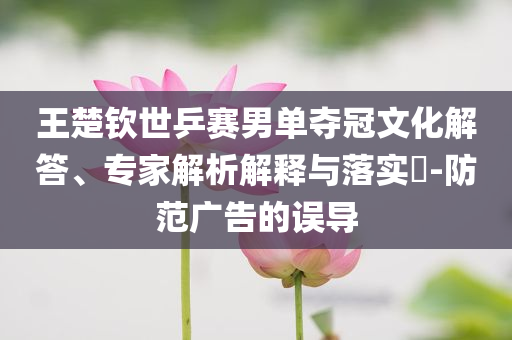 王楚欽世乒賽男單奪冠文化解答、專家解析解釋與落實(shí)?-防范廣告的誤導(dǎo)
