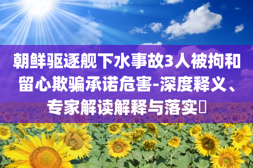 朝鮮驅(qū)逐艦下水事故3人被拘和留心欺騙承諾危害-深度釋義、專(zhuān)家解讀解釋與落實(shí)?