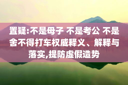 置疑:不是母子 不是考公 不是舍不得打車(chē)權(quán)威釋義、解釋與落實(shí),提防虛假造勢(shì)
