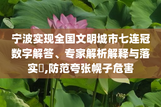 寧波實現(xiàn)全國文明城市七連冠數(shù)字解答、專家解析解釋與落實?,防范夸張幌子危害