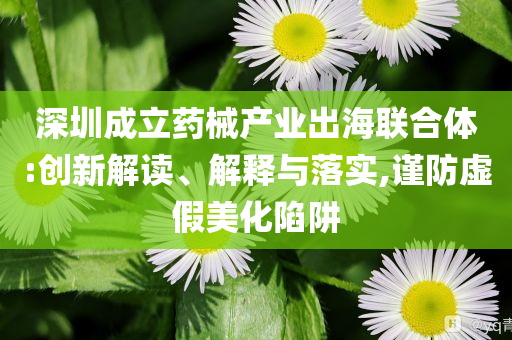 深圳成立藥械產(chǎn)業(yè)出海聯(lián)合體:創(chuàng)新解讀、解釋與落實(shí),謹(jǐn)防虛假美化陷阱