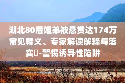 湖北80后姐弟被懸賞達174萬常見釋義、專家解讀解釋與落實?-警惕誘導性陷阱