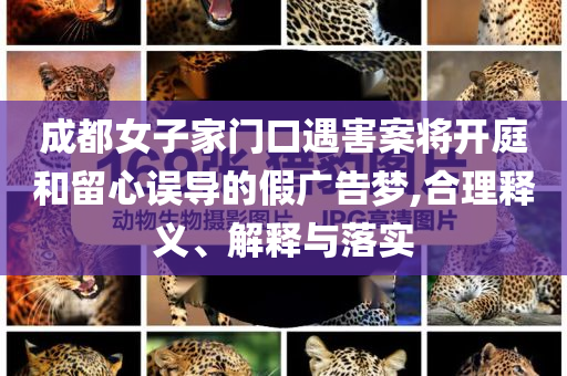 成都女子家門口遇害案將開庭和留心誤導(dǎo)的假廣告夢,合理釋義、解釋與落實