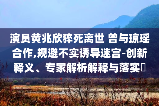 演員黃兆欣猝死離世 曾與瓊瑤合作,規(guī)避不實誘導(dǎo)迷宮-創(chuàng)新釋義、專家解析解釋與落實?