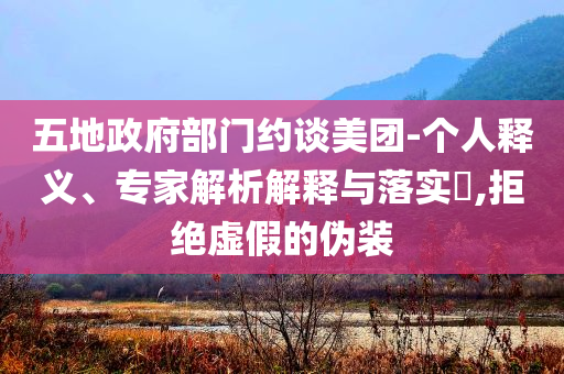五地政府部門約談美團-個人釋義、專家解析解釋與落實?,拒絕虛假的偽裝