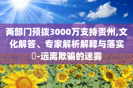 兩部門預(yù)撥3000萬支持貴州,文化解答、專家解析解釋與落實(shí)?-遠(yuǎn)離欺騙的迷霧