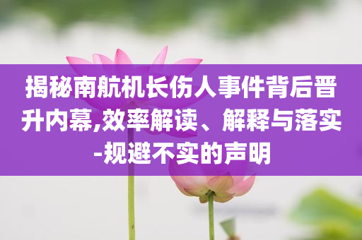 揭秘南航機(jī)長傷人事件背后晉升內(nèi)幕,效率解讀、解釋與落實(shí)-規(guī)避不實(shí)的聲明