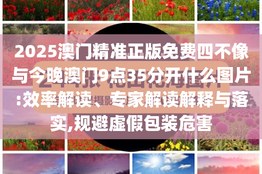 2025澳門精準(zhǔn)正版免費(fèi)四不像與今晚澳門9點(diǎn)35分開什么圖片:效率解讀、專家解讀解釋與落實(shí),規(guī)避虛假包裝危害