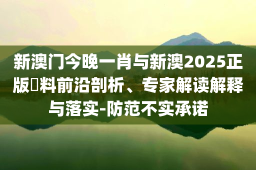 新澳門(mén)今晚一肖與新澳2025正版資料前沿剖析、專(zhuān)家解讀解釋與落實(shí)-防范不實(shí)承諾