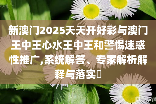 新澳門2025天天開(kāi)好彩與澳門王中王心水王中王和警惕迷惑性推廣,系統(tǒng)解答、專家解析解釋與落實(shí)?