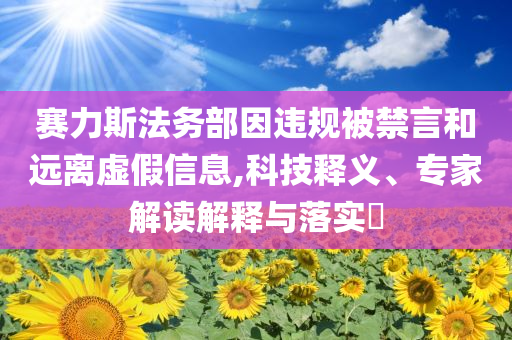賽力斯法務(wù)部因違規(guī)被禁言和遠離虛假信息,科技釋義、專家解讀解釋與落實?