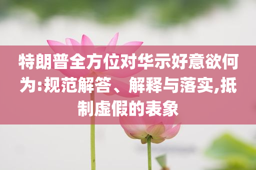 特朗普全方位對華示好意欲何為:規(guī)范解答、解釋與落實,抵制虛假的表象
