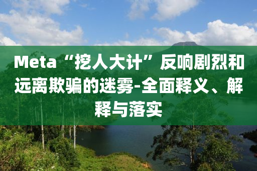 Meta“挖人大計(jì)”反響劇烈和遠(yuǎn)離欺騙的迷霧-全面釋義、解釋與落實(shí)