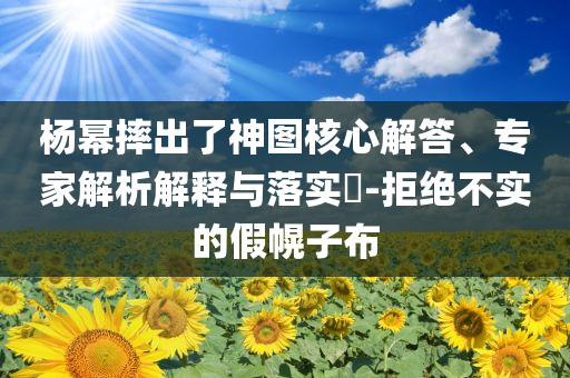 楊冪摔出了神圖核心解答、專家解析解釋與落實(shí)?-拒絕不實(shí)的假幌子布