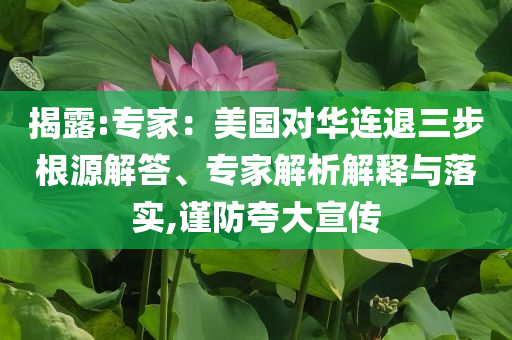 揭露:專家：美國對華連退三步根源解答、專家解析解釋與落實,謹防夸大宣傳