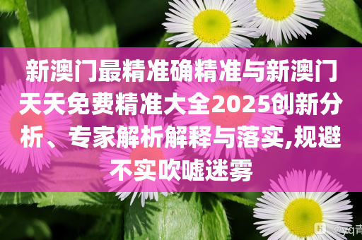 新澳門最精準(zhǔn)確精準(zhǔn)與新澳門天天免費(fèi)精準(zhǔn)大全2025創(chuàng)新分析、專家解析解釋與落實,規(guī)避不實吹噓迷霧