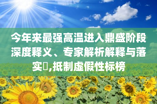 今年來最強高溫進入鼎盛階段深度釋義、專家解析解釋與落實?,抵制虛假性標(biāo)榜